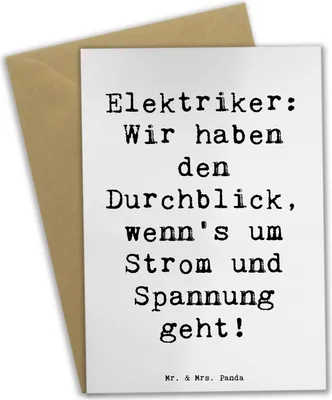 Produktbild von Mr. & Mrs. Panda neujahrskarte Spruch Elektriker Durchblick - Weiß - Geschenk, einladungskarten, Beruf, Handwerk, Elektroniker, Elektrotechnik, personalisierte Geschenke