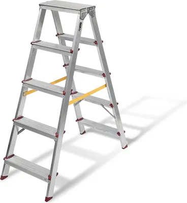 Image de Escabeau en aluminium 2 X 5 marches Charge 150 kg Hauteur 1,14 m VITO Fabriqué en Europe