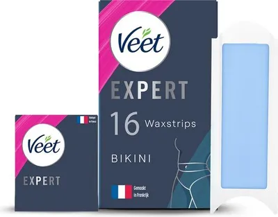 Zdjęcie produktu dla Paski do depilacji Veet Expert - Linia bikini - Skóra wrażliwa - 16 sztuk