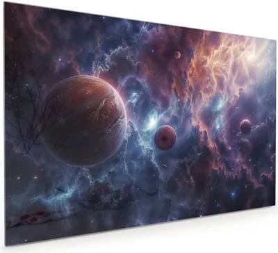 Produktbild von Küchenrückwand Spritzschutz Glas mit Motiv Galaktische Welten 40 x 40 cm