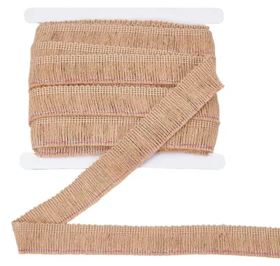 Image de Ruban en jute avec dentelle et franges pour projets créatifs, 14 mètres