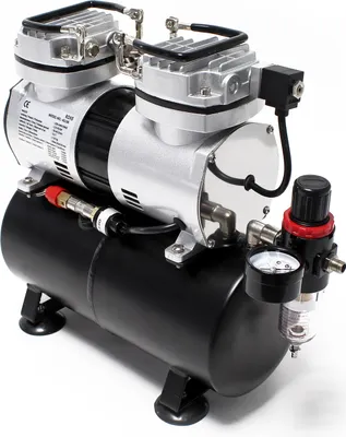 Obrázok produktu pre Airbrush kompresor AS196 so vzduchovou nádržou 2 valce piest 6 bar Automatické vypínanie