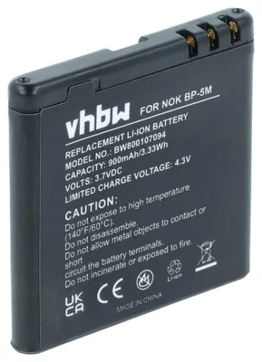 Produktbild von vhbw Akku kompatibel mit Nokia 5610, 5610 XpressMusic, 5700, 5710 XpressMusic, 5700 XpressMusic Handy Smartphone Telefon (900 mAh, 3,7 V, Li-Ion)