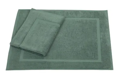 Produktbild von Betz 2er Set Badvorleger 50x70 cm PREMIUM Badematte Badteppich Duschvorleger 100% Baumwolle 650g/m²  Farbe: tannengrün