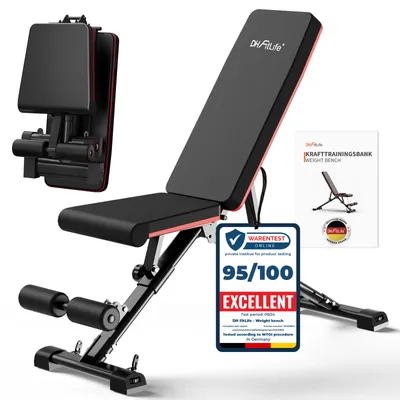 Zdjęcie produktu dla DH FitLife Składana ławka do wyciskania, regulowana, skośna i płaska, wielofunkcyjna do treningu pleców i brzucha
