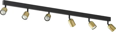 Produktbild von Deckenleuchte schwarz 6xGU10 Metall 6 goldene Reflektoren 126cm
