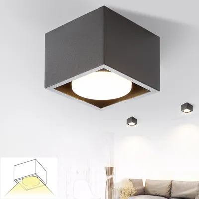 Produktbild von ZMH LED Deckenspots Schwarz Aufbauspot Aufputz  Warmweiß GX53 5W Deckenstrahler Schwenkbar Eckig Aufbaustrahler  für Küche Wohnzimmer Esszimmer Korridor Flur