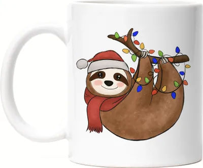 Produktbild von Weihnachts-Faultier Tasse Weiß Geschenkidee Faultier-Fans Sloth Süßes Motiv für Weihnachten für Familie Freunde