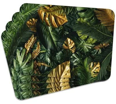 Produktbild von MG Design Set aus 4 Kork-Platzsets - Jungle Gold - 30 x 40 cm - hitzebeständig & abwischbar, mit Korkrückseite