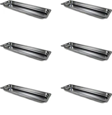 Produktbild von AcMax 6 Stück GN 2/4 Gastronormbehälter GN-Behälter Edelstahl Tiefe 40mm Gastronorm