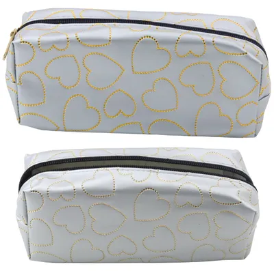 Productafbeelding van Schoolkantoor Etui met één vak Goud Harten Zilver 20x8 Cm
