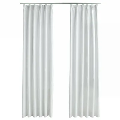 Image de vidaXL Rideaux occultants avec crochets 2 pcs. Gris blanc 140x225 cm