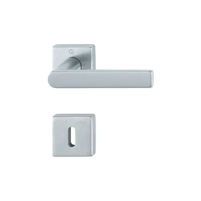 Produktbild von Hoppe Los Angeles Rosetten-Garnitur Eckig F41 Messing satiniert verchromt-Resista®, M1642/843/843KVS, OB Ovalbart