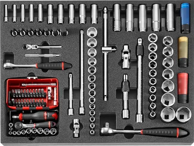 Produktbild von FACOM Schaumstoffmodul L: Umschaltknarren & Steckschlüssel