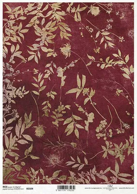 Produktbild von ITD Reispapier Decoupage Bastelpapier, Tapetenmotiv Blätter R2104