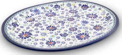 Produktbild von Original Bunzlauer Keramik große ovale Servierplatte Servierteller Schale Platte Teller 34x26,7x2,8 cm Design DU126