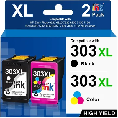 Zdjęcie produktu dla Zestaw 2 sztuk wkładów atramentowych do drukarek HP 303 XL