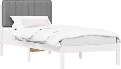 Zdjęcie produktu dla Ramka łóżka z tapicerowanym wezgłowiem Jasnoszary 90 x 190 cm
