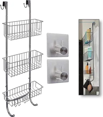 Zdjęcie produktu dla Półka pod prysznic Famanu, nierdzewna - 30 cm (szerokość) x 11 cm (głębokość) x 86 cm (wysokość)