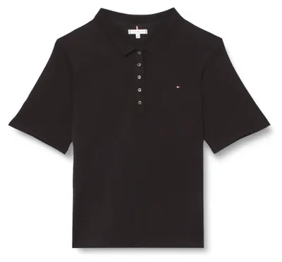 Produktbild von Tommy Hilfiger Damen Poloshirt Kurzarm Regular Fit, Schwarz (Black), 48