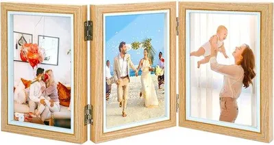 Zdjęcie produktu dla Składany kolaż z listą zdjęć - lista zdjęć na 3 zdjęcia - drewno - 10x15 cm