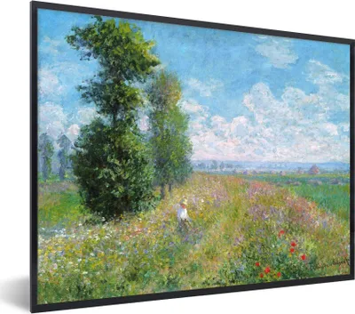 Produktbild von MuchoWow® Gerahmtes Poster Pappeln bei Argenteuil - Gemälde von Claude Monet 40x30 cm - Poster mit Schwarzem Bilderrahmen Wandposter Rahmen Foto Bilder - Kunstposter - Wanddekorationen