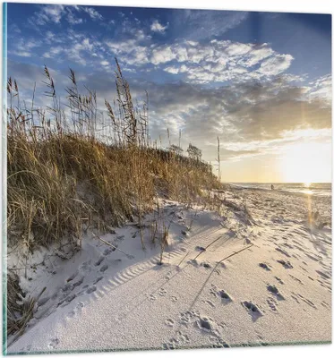 Produktbild von Bilder auf glas - Einteilig - Sand Gras Meer - 70x70cm - Glasbilder - Wandbilder - Bilder - zum Aufhängen bereit - Wanddekoration aus Glas - Glas Bilder - Wandbild auf Glas - GAC70x70-4781