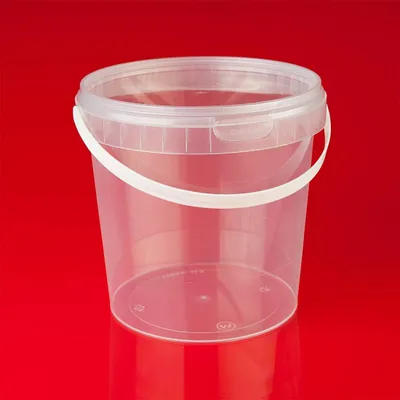 Produktbild von Frischhaltedose Vorratsdose Eimer mit Deckel - 1 Liter - Transparent - Rund - Kunststoff - 12 Stück - Lebensmittelecht