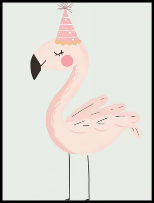 Image de Affiche 60 x 80 cm Motifs pour enfants, filles, pour chambre - Flamant rose