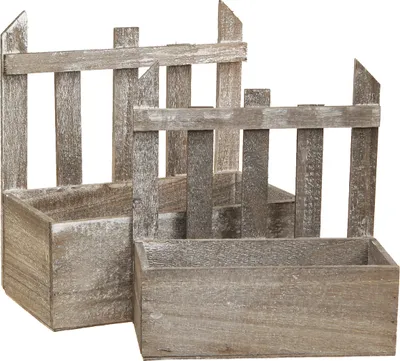 Produktbild von Pflanzkasten Holz Vintage 2er-Set Mini Blumen Deko