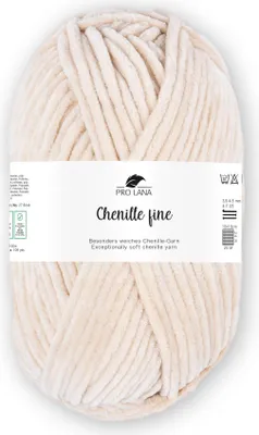 Produktbild von Pro Lana Chenille fine 50 g/100 m 100% Polyester dünnes, weiches Chenillegarn z. Häkeln u. Stridken,  105 beige