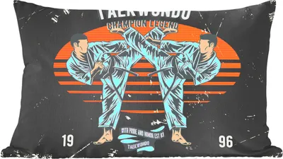 Produktbild von MuchoWow® Zierkissen Sofakissen Wohnzimmer Dekokissen 60x40 cm Jahrgang - Sport - Taekwondo - Kopfkissen - Polster mit Foto