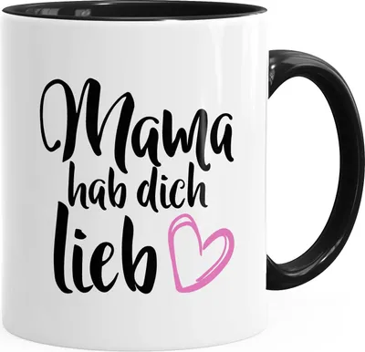 Produktbild von Geschenk-Tasse Muttertag Mama hab dich lieb MoonWorks® schwarz unisize