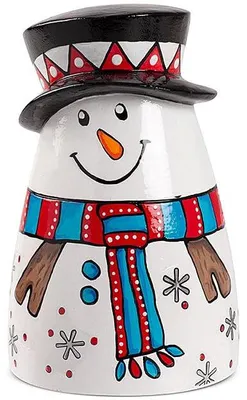 Weihnachtsglocke Schneemann-Symbol, Keramik, 6x9 cm, mehrfarbig