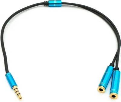 Produktbild von SYSTEM-S Audio Y Kabel 30 cm Stereo AUX Klinke 3,5mm Stecker zu 2x Buchse Adapter Schwarz
