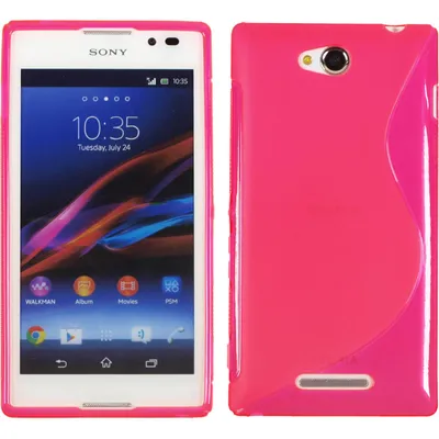 Produktbild von PhoneNatic Case kompatibel mit Sony Xperia C - pink Silikon Hülle S-Style + 2 Schutzfolien
