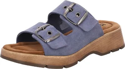 Produktbild von Rohde Damen Leder Pantoletten Clogs Schnalle Licata 6262, Größe:42 EU, Farbe:Blau