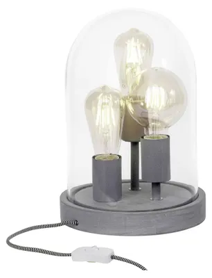 Productafbeelding van Brilliant tafellamp Glori, grijs/transparant, Ø24cm, max. 3 x 25W E27, zonder lampen, met schakelaar