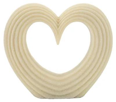 Imagen del producto de Objeto decorativo con forma de corazón, de poliresina, con textura rugosa, de color blanco, dimensiones 21x6x19 cm, marca Mauro Ferretti, línea Lovvy Quarzy