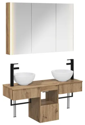 Immagine prodotto di Quattro mobili da bagno in legno effetto "rovere artigianale"