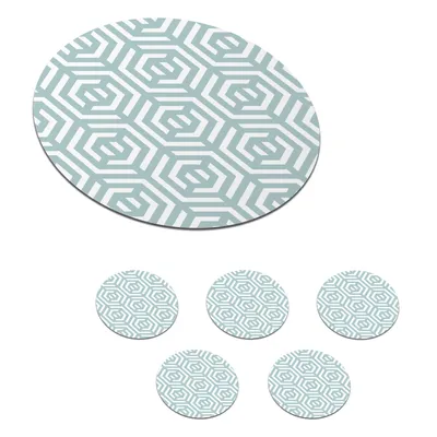 Obrázok produktu pre KitchenYeah® Podložky pod sklo Okrúhla sada 6 vzorov - Abstraktné - Zelené - Geometria 10x10 cm Podložky pod poháre - Podložky pod nápoje - Chrániče na stôl - Podložky pod poháre Stolové barové sklo