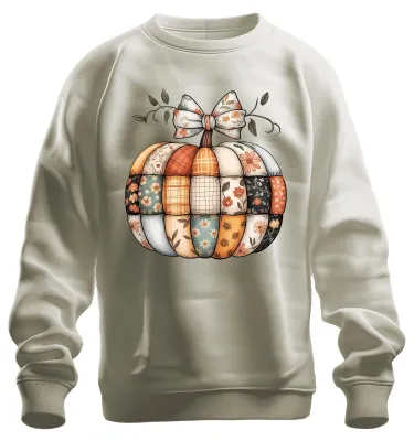 Productafbeelding van Patchwork pompoen, herfst, boho, vintage, bloemen, landelijk, shabby chic, uni, sweatshirt, trui, natuur, XXL