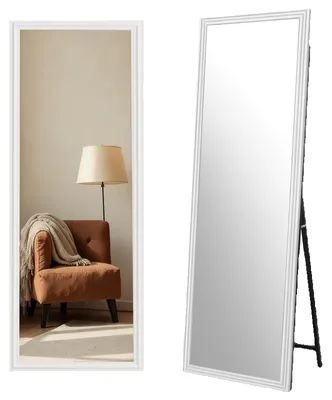 Productafbeelding van Spiegel voor het hele lichaam - Vrijstaand spiegel - Wandspiegel - Houten frame - 160 x 50 cm - Wit