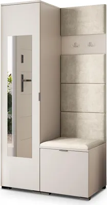 Produktbild von Masseno Garderobe-Set VIRA 95/181/51 cm Modern Garderobenschrank Kaschmir, Veloursstoff MONOLITH 04 (Beige)
