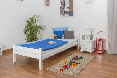 Produktbild von Kinderbett 90 x 200 cm | Massivholz: Kiefer | Weiß Lackiert