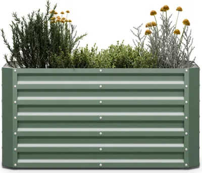 Image de Blumfeldt Jardinière Surélevée High Grow Straight, 575L en Acier Galvumé Résistant à la Rouille & Gel, Montage Facile, Hauteur Ergonomique 60cm pour Fleurs, Herbes & Légumes – Jardiniere Exterieur