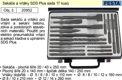 Image de Jeu de burins et de forets SDS Plus 17 pièces