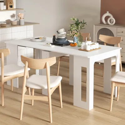Zdjęcie produktu dla Rozkładany stół jadalny dla 6 osób | Kolor: biały | Wymiary: 85 x 180 x 75 cm