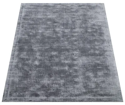 Produktbild von Teppich Handgefertigt Hochwertig Einfarbig Kurzflor Modern Materialmix In Grau Grösse 80x150 cm