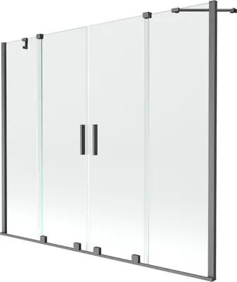 Produktbild von Mexen Velar Duo 2-Flügel-Badewannenwand Regulierbare 180 x 150 cm, transparent, gun gray gebürstet - 896-180-000-02-66